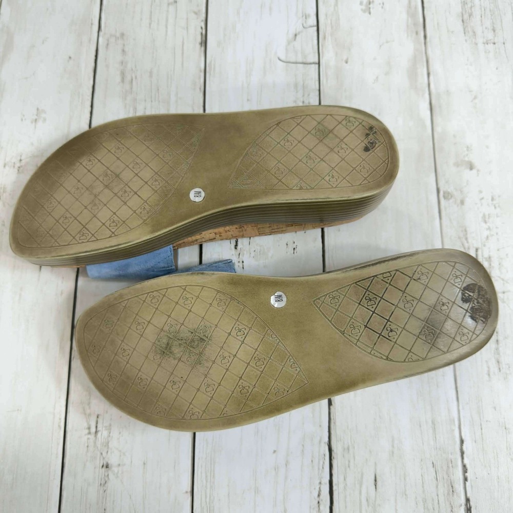 Donald J Pliner‎ Women's Blue Suede Slide Sandals Cork Platform Size 8M - Picture 6 of 6
